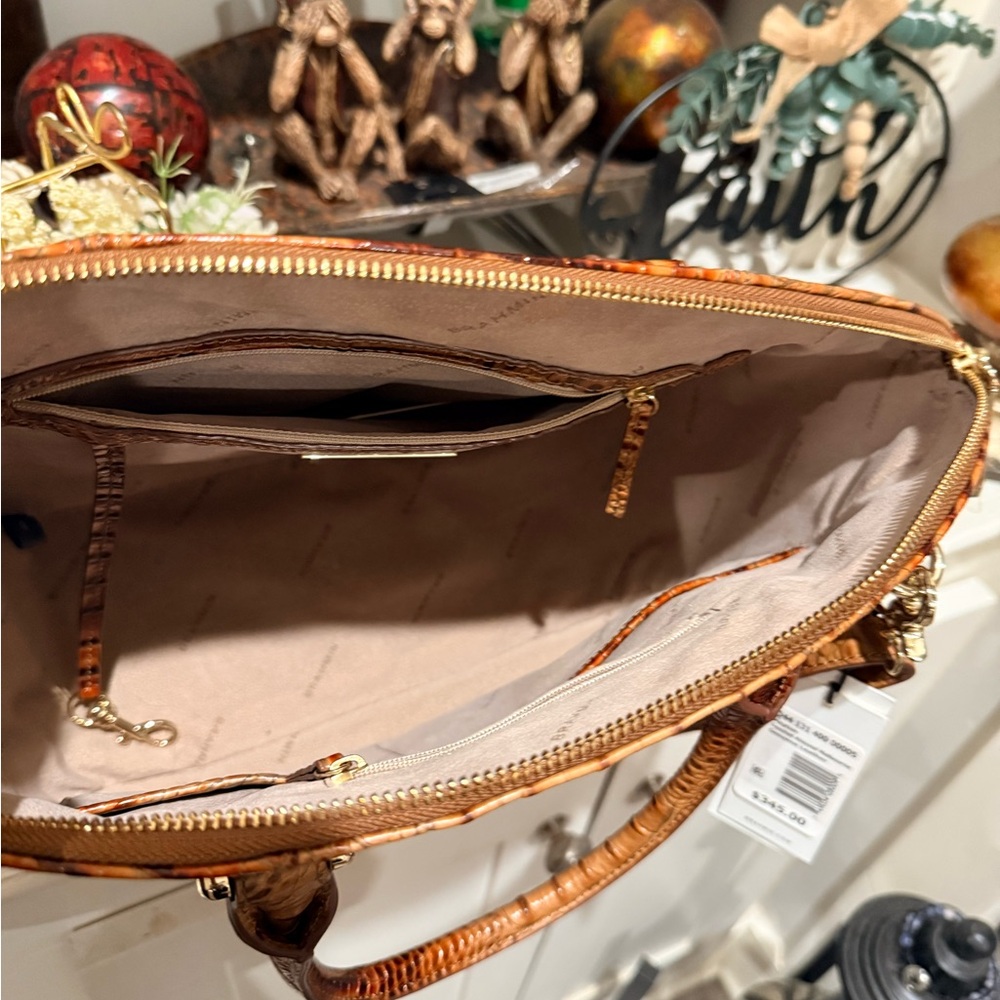Brahmin Cognac Croc-Embossed Leather Tote with Adjustable Strap - Picture 3 of 3